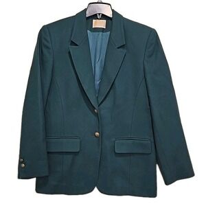 Vintage 80s Pendleton Womens Green Wool‎ USA Made Sports Coat Jacket Blazer 10